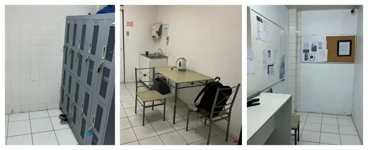 Espacios habilitados en el servicentro para el descanso de los atendedores.