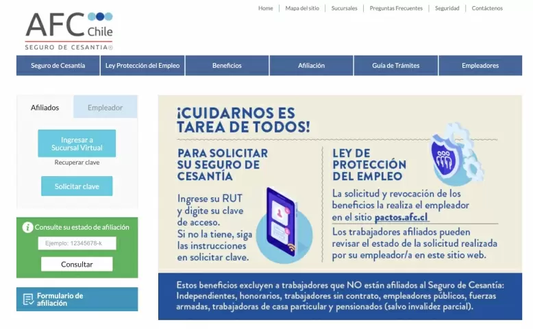 Luego ingresa a la sucursal virtual de la AFC