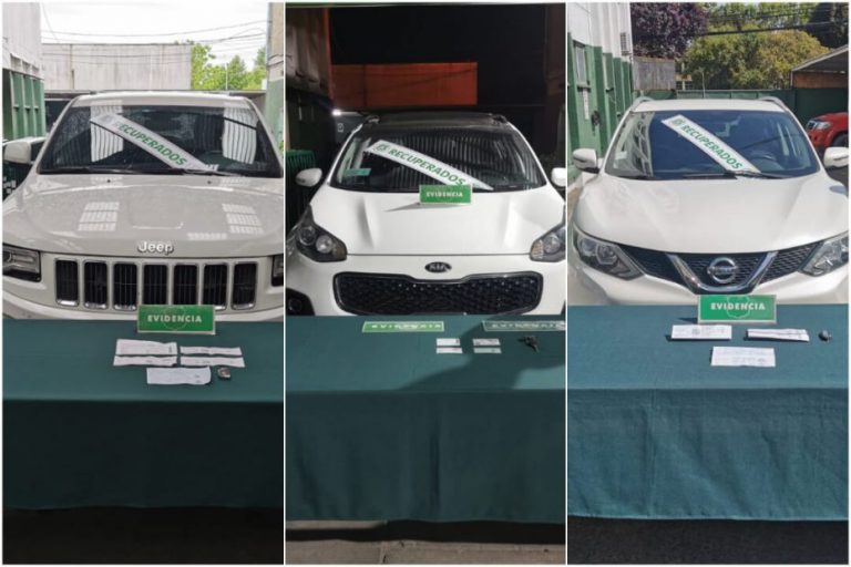 Tres autos robados ha recuperado Carabineros esta semana en Los Ángeles