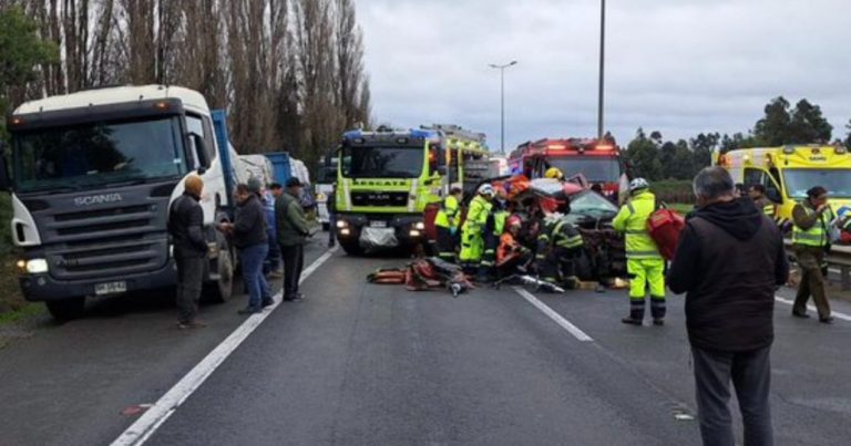 Grave accidente en la Ruta 5 Sur cerca de Chillán: Ruta está cortada al norte