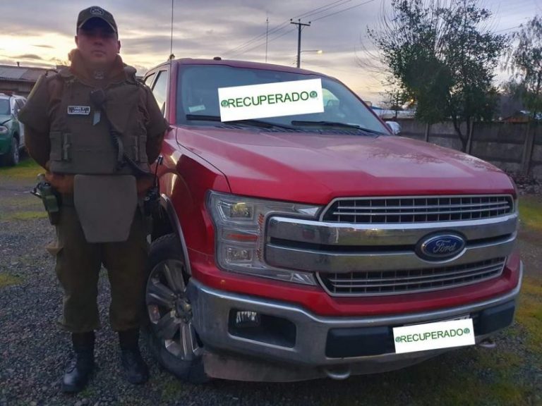 De Talcahuano a Los Ángeles: Camioneta fue recuperada por Carabineros de San Carlos Purén