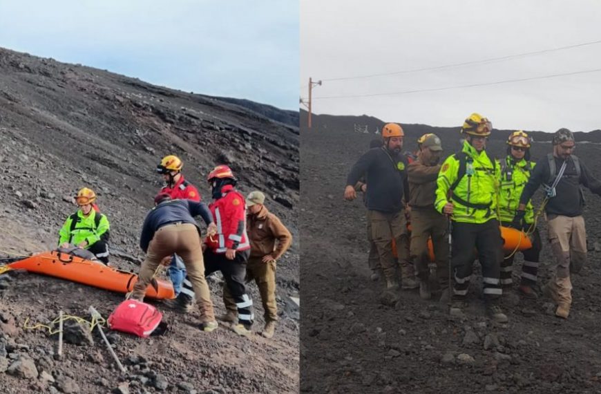 Realizan rescate de lesionados en las faldas del volcán Antuco